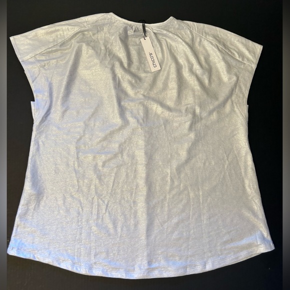 Chico's Linen Span Metallic Foil knit blouse top in Alabaster NWT Sz-3 (XL)  L17 - Picture 8 of 12